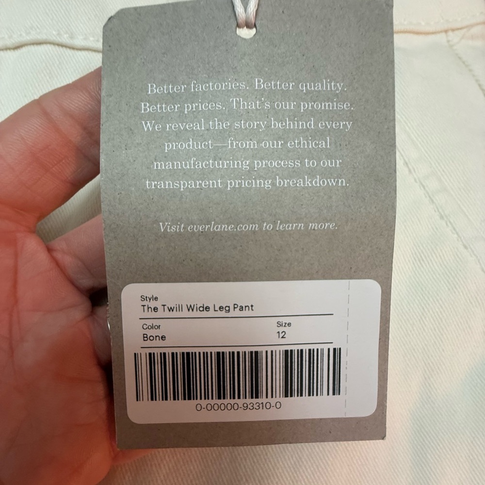Everlane The Twill Wide-Leg Pants Bone 12 - Picture 2 of 7